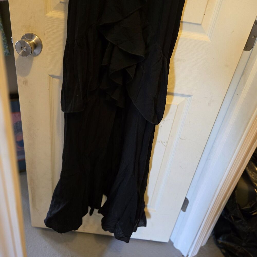 Pretty Little Thing Black Textured Frill Maxi Dress, Size 10 Tall, NWT - Picture 6 of 9